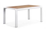 Aluminiowy stół ogrodowy z drewnianym blatem Higold Teakman biały