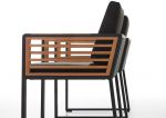 Fotele ogrodowe z aluminium w kolorze antracytowym z podłokietnikami z drewna tekowego Higold New York
